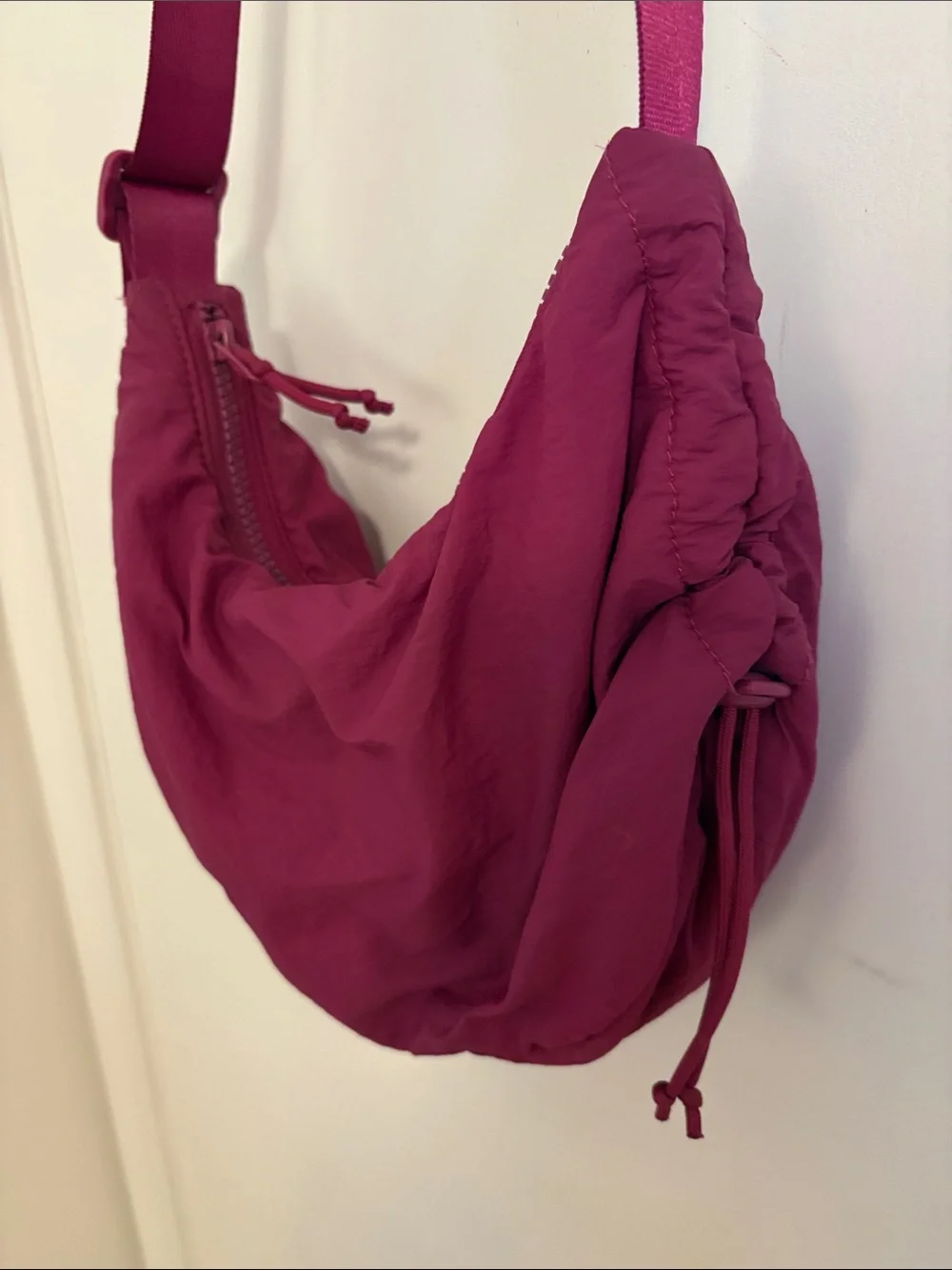Micro Trek Bag Old Navy Purse Magenta Drawstring Side Adjustable Strap